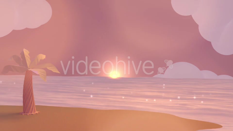 Cartoon Beach At Dusk Videohive 19781047 Motion Graphics Image 3