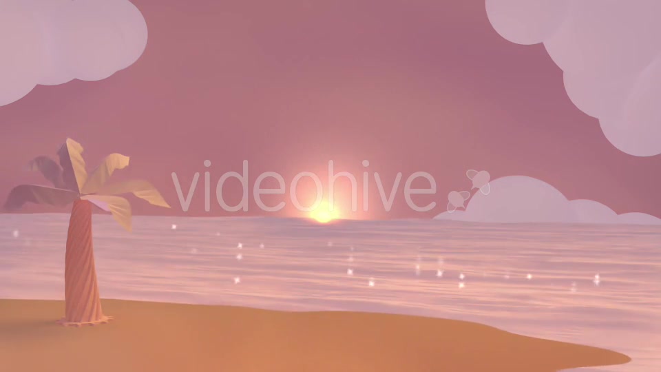 Cartoon Beach At Dusk Videohive 19781047 Motion Graphics Image 5