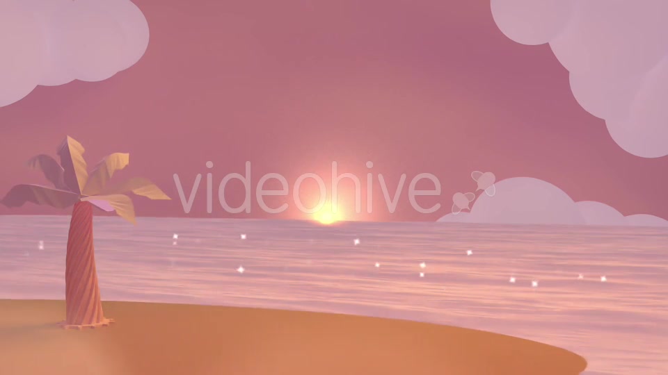 Cartoon Beach At Dusk Videohive 19781047 Motion Graphics Image 6