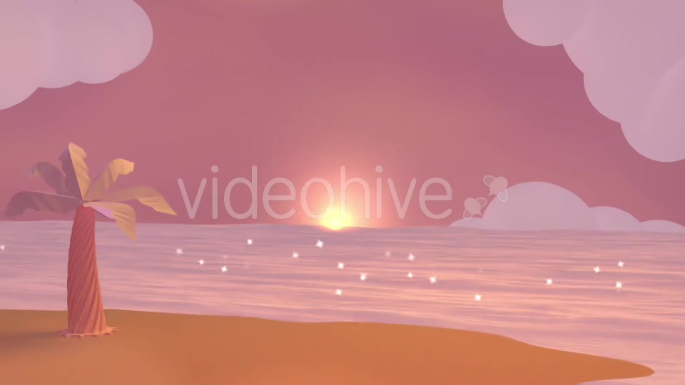 Cartoon Beach At Dusk Videohive 19781047 Motion Graphics Image 7