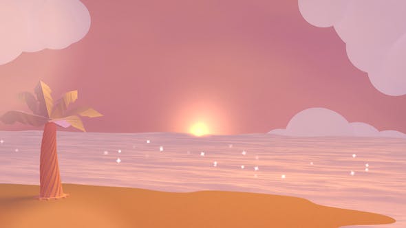 Cartoon Beach At Dusk - Download Videohive 19781047