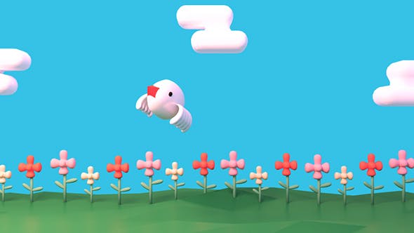 Cartoon Bird And Flower Garden - Videohive Download 15438336