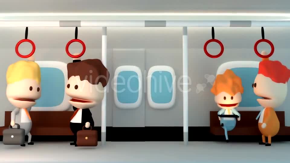 Cartoon Businessmen Talking On The Subway Videohive 15992895 Motion Graphics Image 1