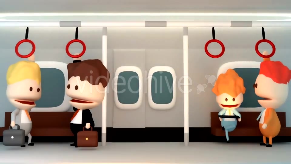 Cartoon Businessmen Talking On The Subway Videohive 15992895 Motion Graphics Image 3