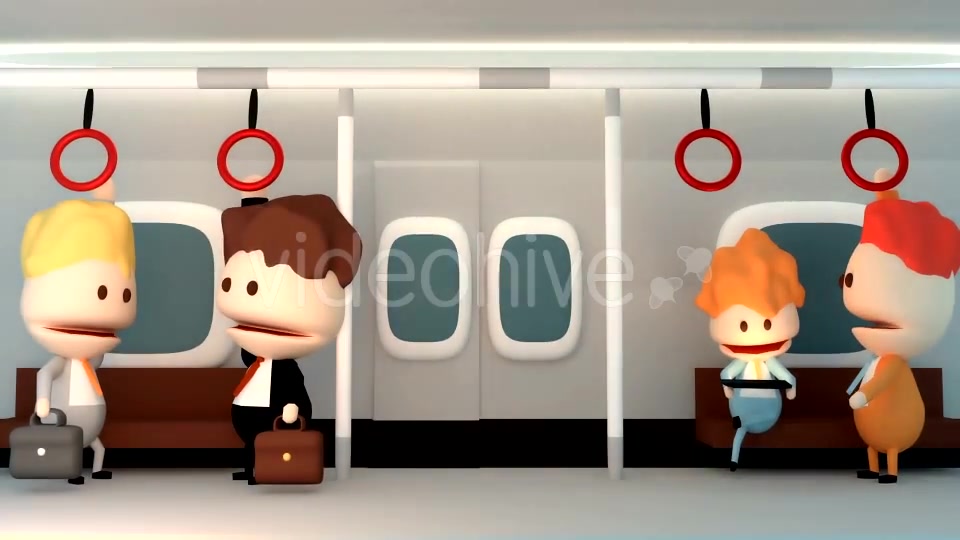 Cartoon Businessmen Talking On The Subway Videohive 15992895 Motion Graphics Image 6