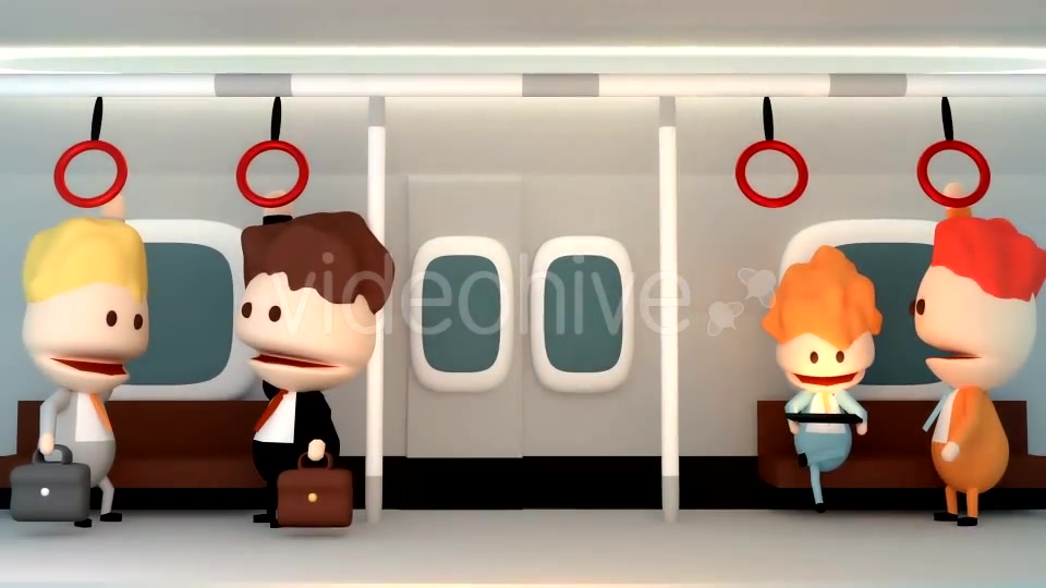Cartoon Businessmen Talking On The Subway Videohive 15992895 Motion Graphics Image 7
