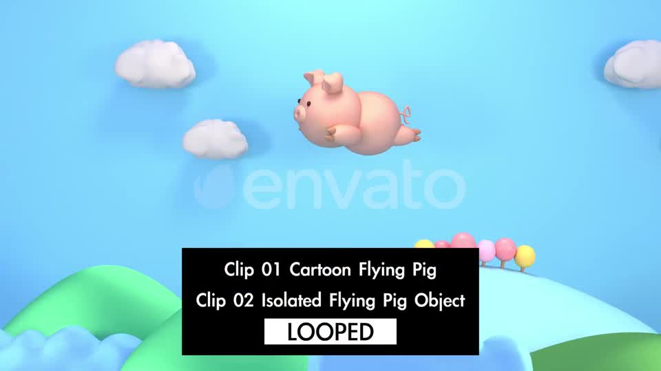 Cartoon Flying Pig Videohive 22339131 Motion Graphics Image 1