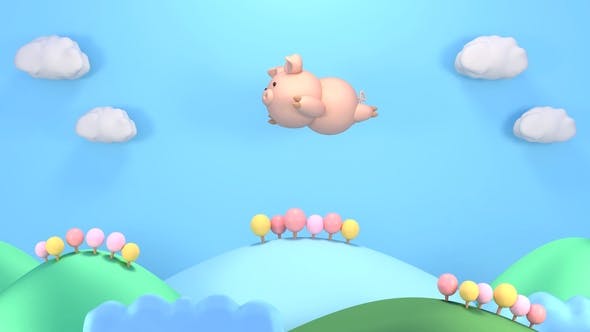 Cartoon Flying Pig - Videohive Download 22339131