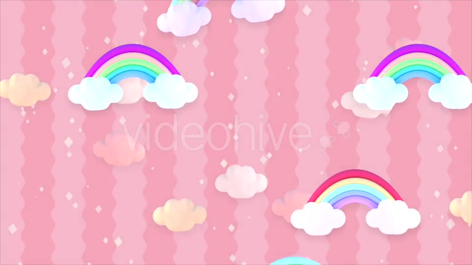 Cartoon Pastel Clouds and Rainbow Videohive 20036911 Motion Graphics Image 3