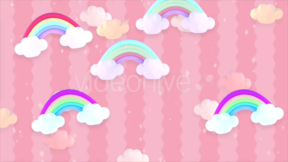 Cartoon Pastel Clouds and Rainbow Videohive 20036911 Motion Graphics Image 4