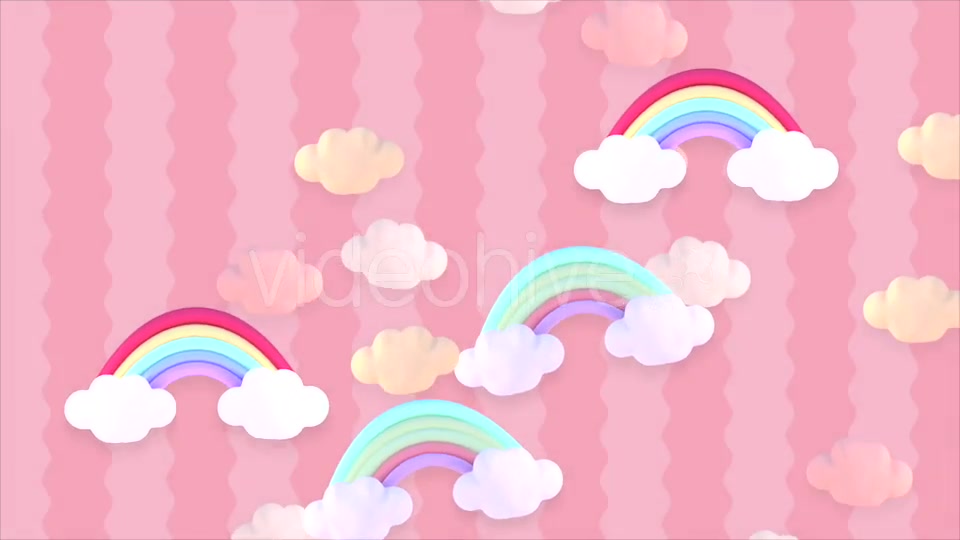 Cartoon Pastel Clouds and Rainbow Videohive 20036911 Motion Graphics Image 5