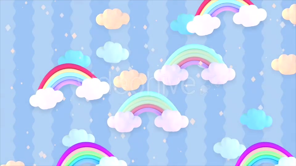Cartoon Pastel Clouds and Rainbow Videohive 20036911 Motion Graphics Image 8
