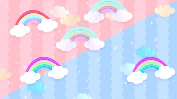 Cartoon Pastel Clouds and Rainbow - 20036911 Download Videohive