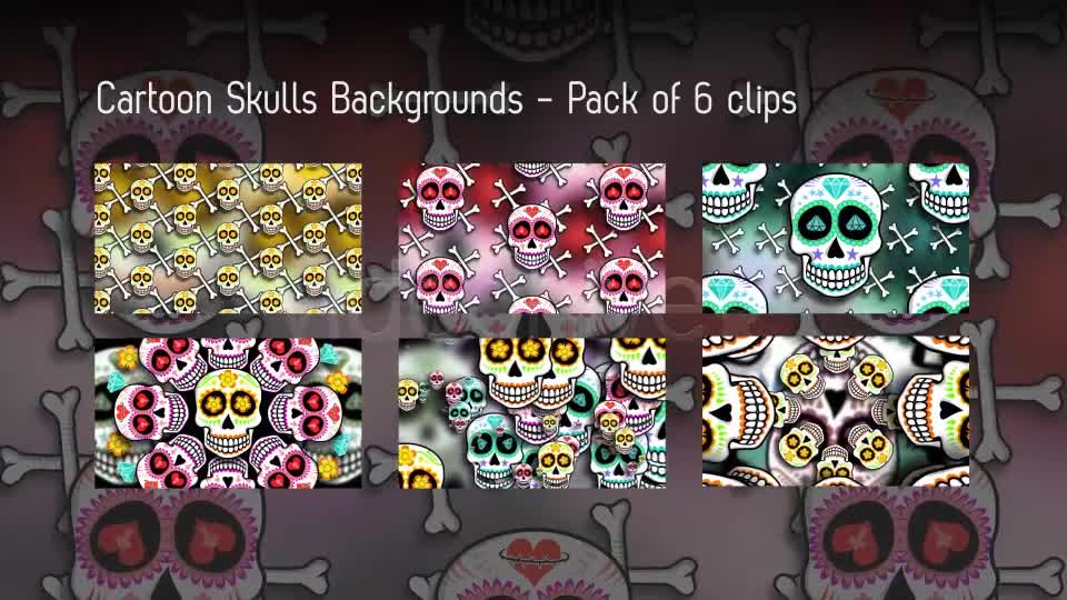 Cartoon Skulls Backgrounds 6 Clips Videohive 9221913 Motion Graphics Image 1