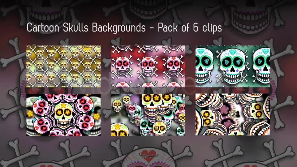 Cartoon Skulls Backgrounds 6 Clips Videohive 9221913 Motion Graphics Image 2