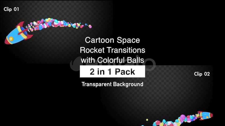 Cartoon Space Rocket Transitions with Colorful Balls Pack Videohive 22744225 Motion Graphics Image 1