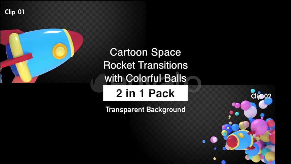 Cartoon Space Rocket Transitions with Colorful Balls Pack Videohive 22744225 Motion Graphics Image 4