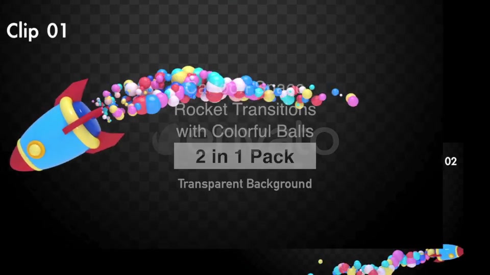 Cartoon Space Rocket Transitions with Colorful Balls Pack Videohive 22744225 Motion Graphics Image 5