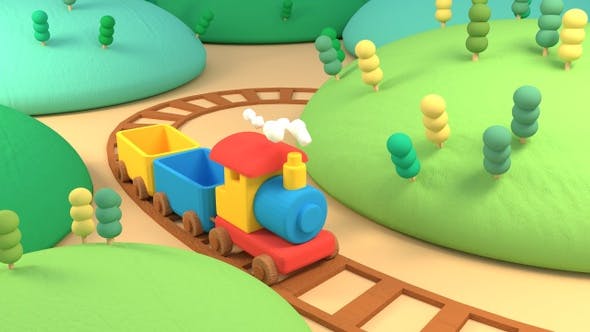 Cartoon Train and Mountains - Videohive 23939071 Download