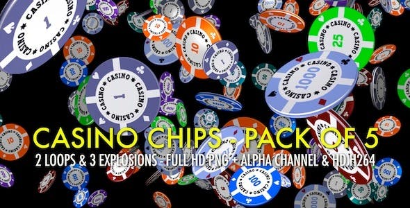 Casino Chips Falling, Flying, Exploding (5 Pack) - Videohive Download 5086528