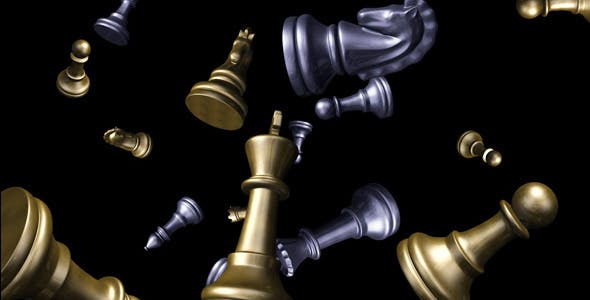 Chess Pieces Flying Gold & Silver - Videohive Download 8950787