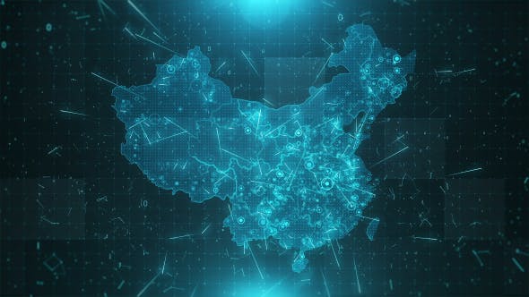 China Map Background Cities Connections 4K - Videohive Download 20443220