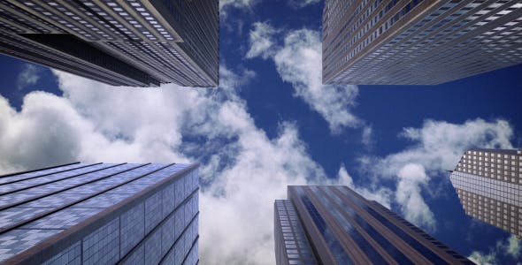 City Skyscrapers, Sky and Clouds Motion Background - Videohive Download 13876171
