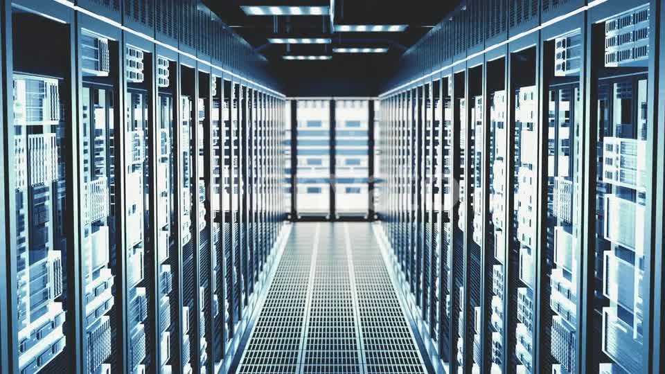 Cloud Computing Datacenter Server Room Servers Racks in Modern Data