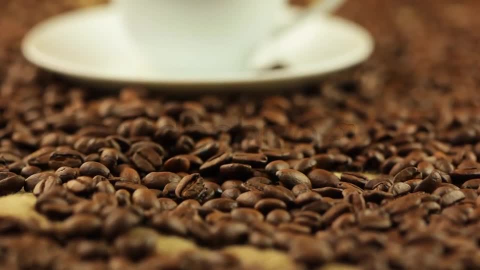Coffee Beans and Cup with Steam  Videohive 7070511 Stock Footage Image 1
