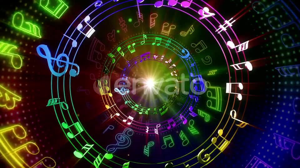 Colorful Music Notes Tunnel Videohive 24763724 Motion Graphics Image 2