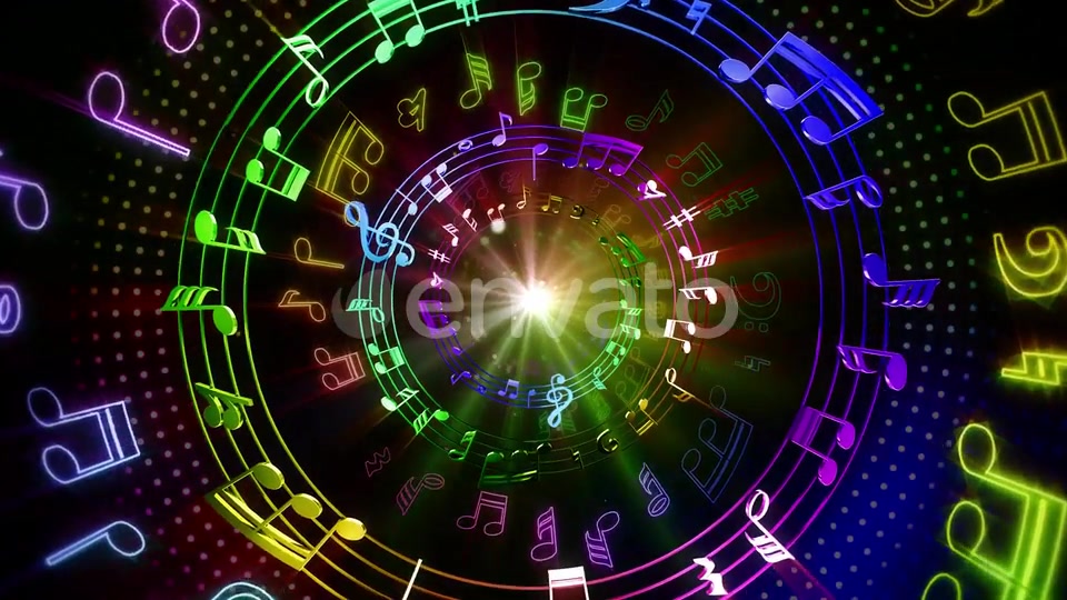 Colorful Music Notes Tunnel Videohive 24763724 Motion Graphics Image 4