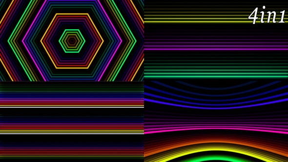 Colorful Neon VJ Loop Pack (4in1) - 21824411 Videohive Download
