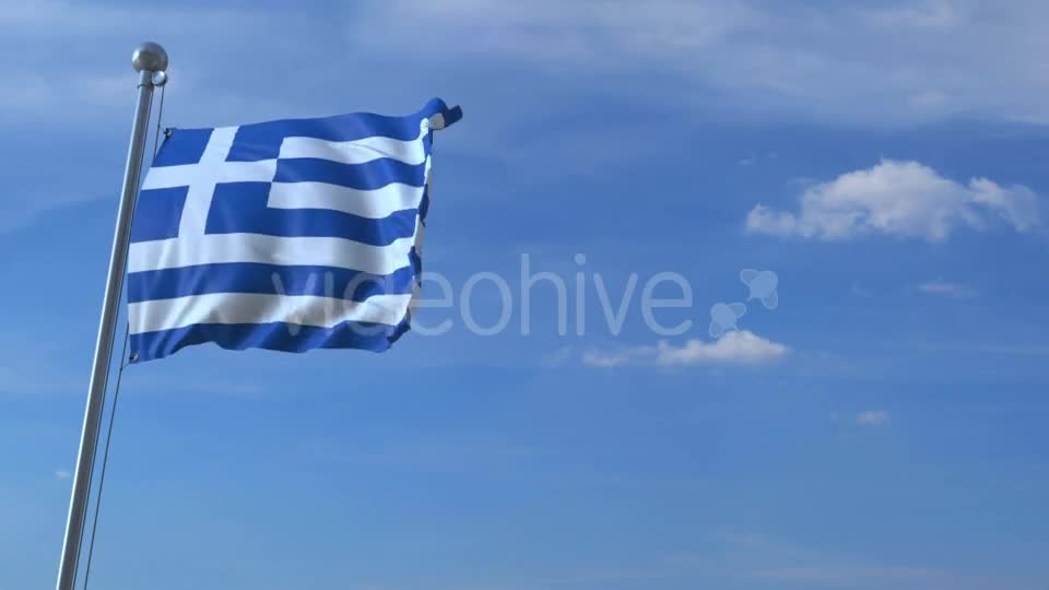 Commercial Airplane Landing Behind Waving Greek Flag Videohive 20536718 Motion Graphics Image 1