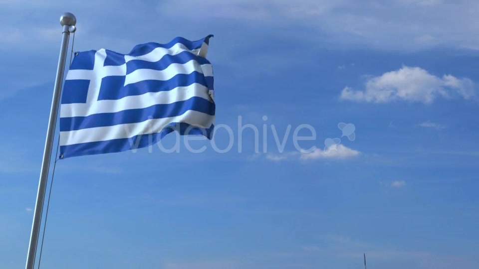 Commercial Airplane Landing Behind Waving Greek Flag Videohive 20536718 Motion Graphics Image 4