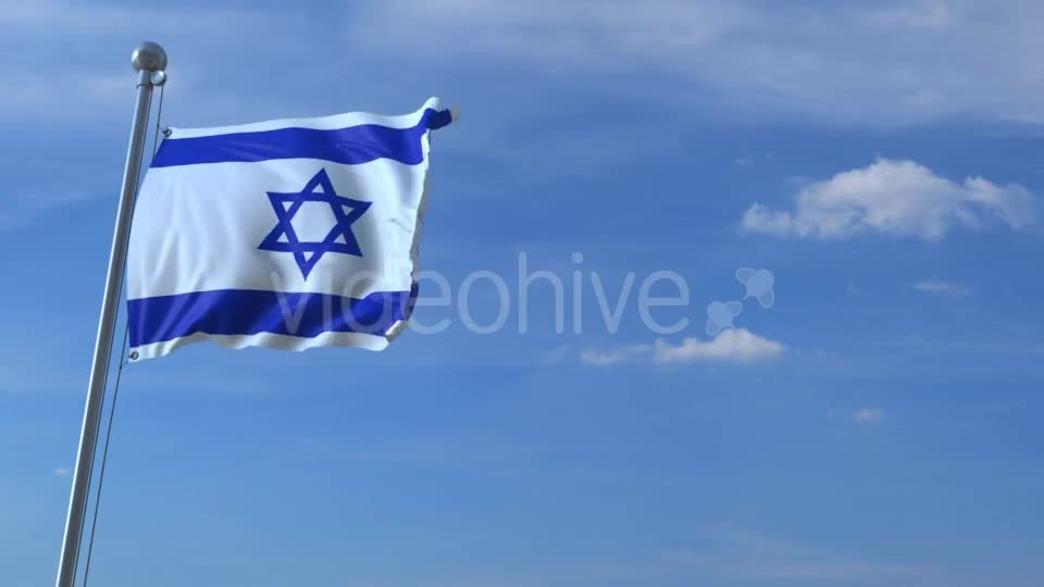 Commercial Airplane Landing Behind Waving Israeli Flag Videohive 20536775 Motion Graphics Image 1