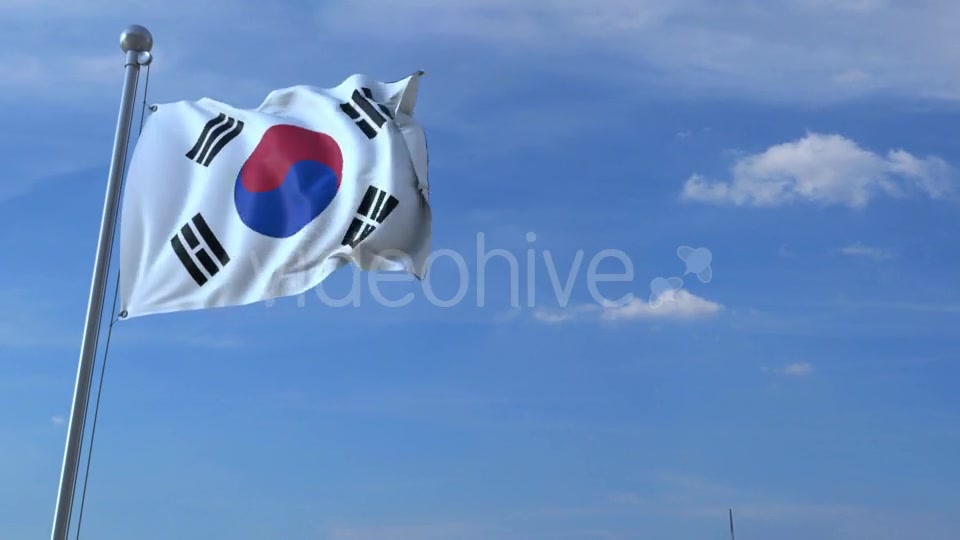Commercial Airplane Landing Behind Waving Korean Flag Videohive 20536803 Motion Graphics Image 4