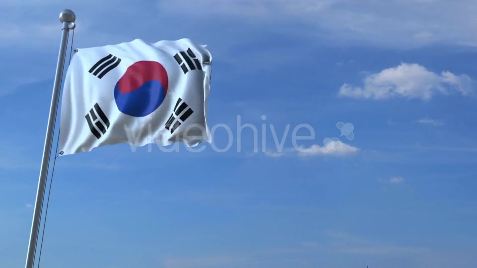 Commercial Airplane Landing Behind Waving Korean Flag Videohive 20536803 Motion Graphics Image 5