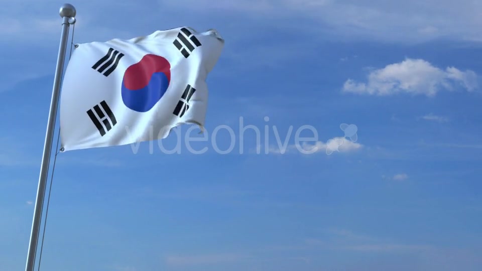 Commercial Airplane Landing Behind Waving Korean Flag Videohive 20536803 Motion Graphics Image 7