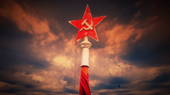 Communism Flag and Sky Old Film Background - 19544612 Videohive Download