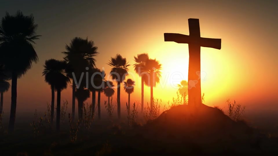 Cross Silhouette With Palms And Glowing Sun 2 Videohive 15784482 Motion Graphics Image 3