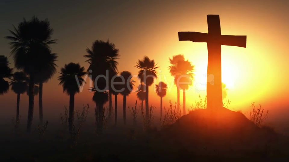 Cross Silhouette With Palms And Glowing Sun 2 Videohive 15784482 Motion Graphics Image 5
