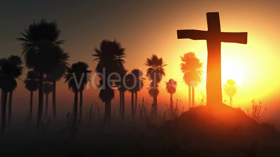 Cross Silhouette With Palms And Glowing Sun 2 Videohive 15784482 Motion Graphics Image 6