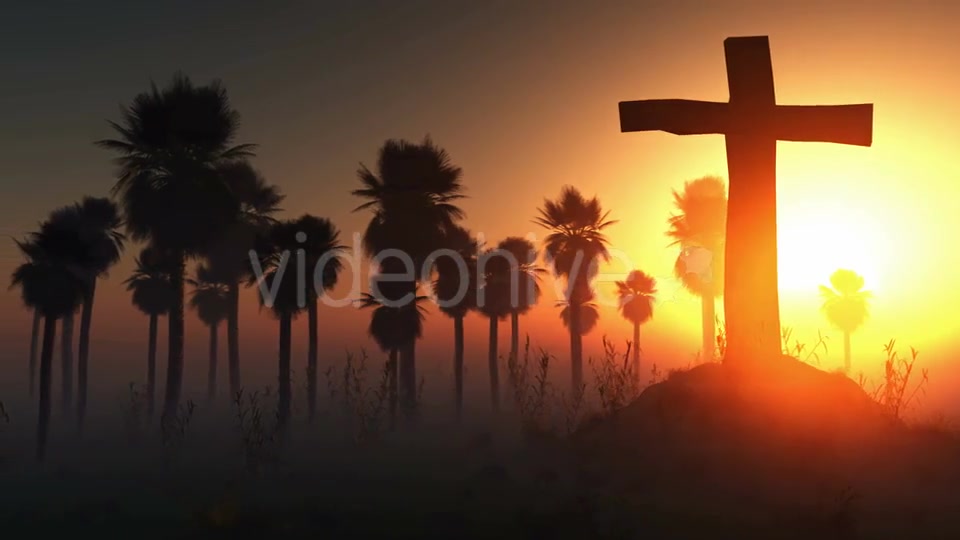 Cross Silhouette With Palms And Glowing Sun 2 Videohive 15784482 Motion Graphics Image 7
