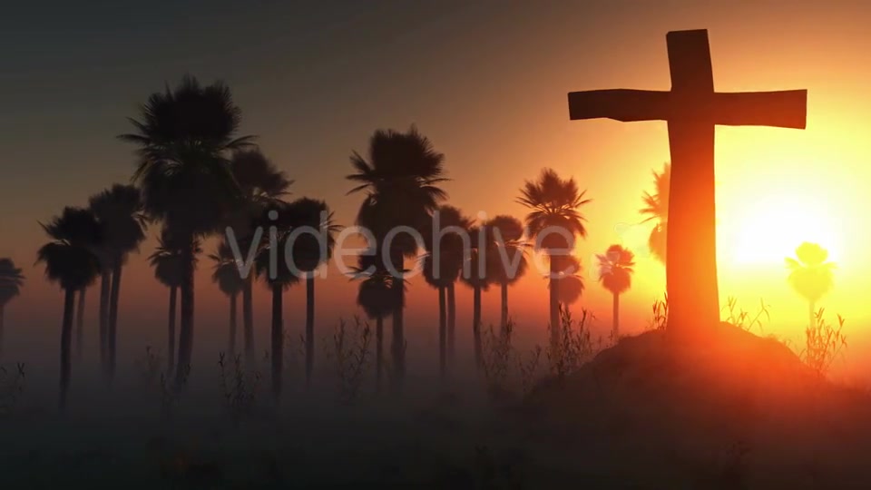 Cross Silhouette With Palms And Glowing Sun 2 Videohive 15784482 Motion Graphics Image 8