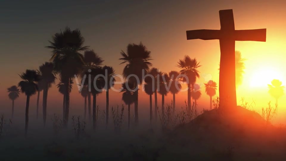 Cross Silhouette With Palms And Glowing Sun 2 Videohive 15784482 Motion Graphics Image 9