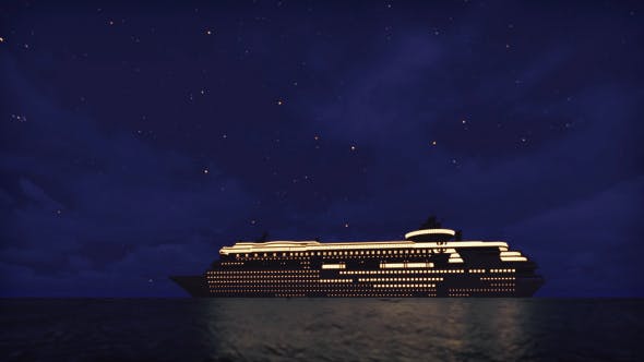 Cruise Ship On The Sea Night - 16814551 Videohive Download