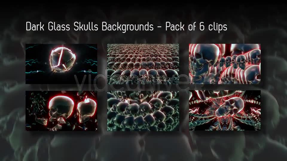 Dark Glass Skulls Backgrounds Pack Of 6 Videos Videohive 10156810 Motion Graphics Image 2