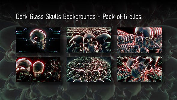 Dark Glass Skulls Backgrounds Pack Of 6 Videos - 10156810 Download Videohive