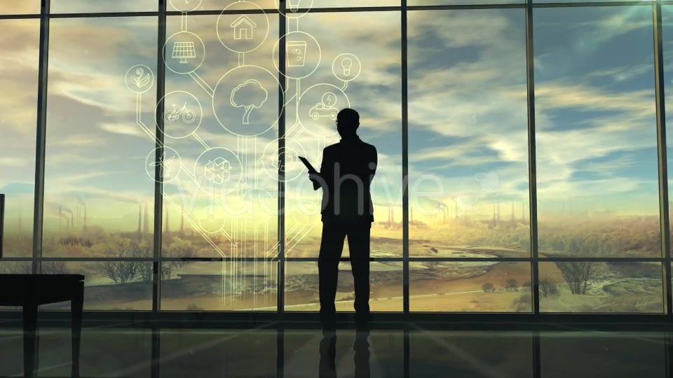 Deterioration Of The Environment, The Silhouette Of Man In The Office Videohive 20547003 Motion Graphics Image 5
