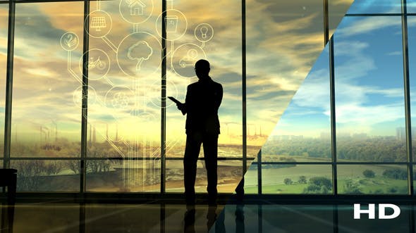 Deterioration Of The Environment, The Silhouette Of Man In The Office - 20547003 Videohive Download